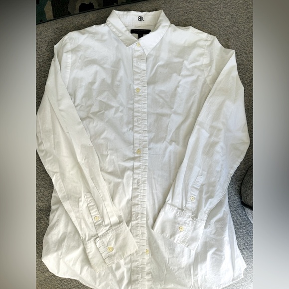 Ruffle-hem white button-up shirt - staple for your wardrobe! - Picture 1 of 2